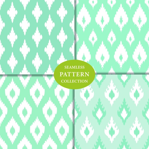 Vector pastel green fabric ikat seamless pattern background design