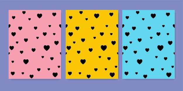 Pastel heart pattern vector set design