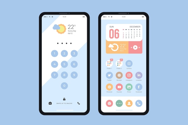 Pastel home screen template for smartphone