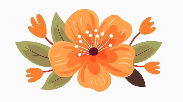 Vector pastel orange flower flat style isolated on white background