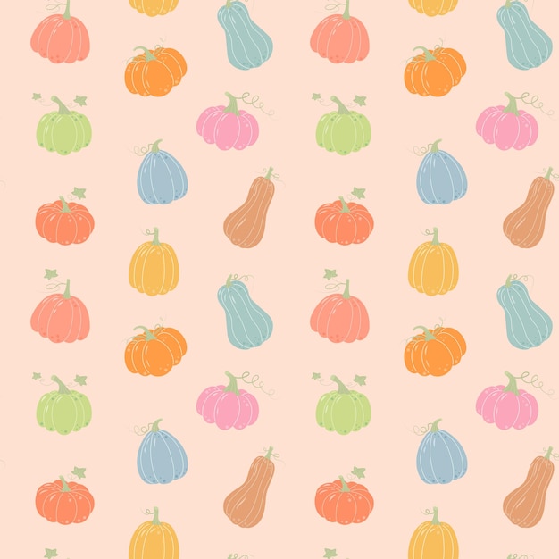 Pastel pumpkins seamless pattern Background for Halloween Harvest festival Thanksgiving Day etc