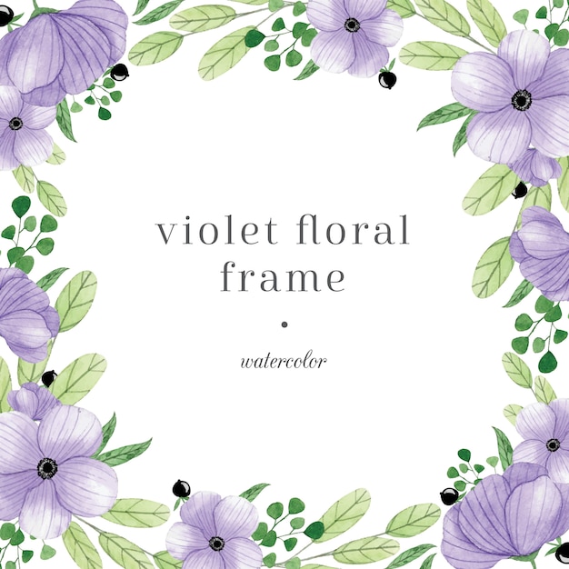 Pastel purple watercolor floral frame