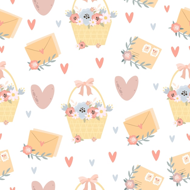 Pastel romantic pattern with letters