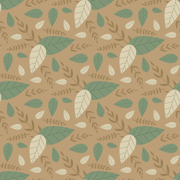 Pastel Seamless Floral Pattern with Cartoon Leaves