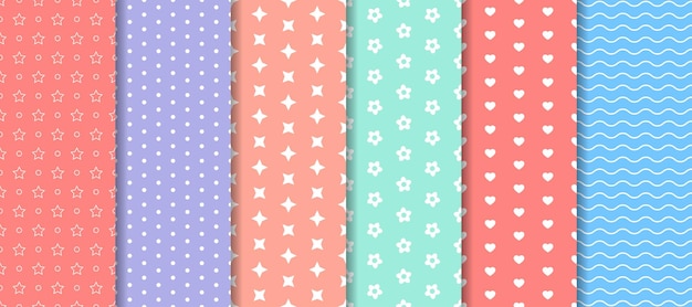 Pastel seamless pattern set