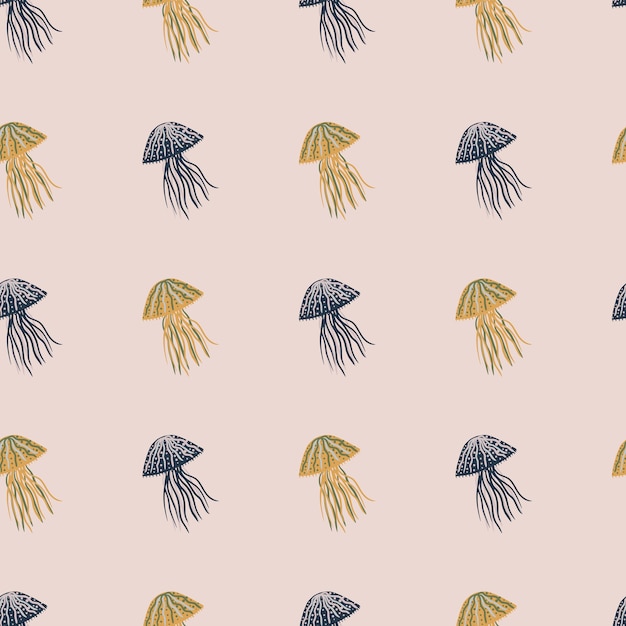 Pastel seamless pattern with jellyfish