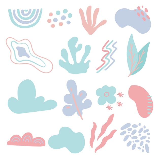 Pastel shape aesthetic hand drawn abstract elements background