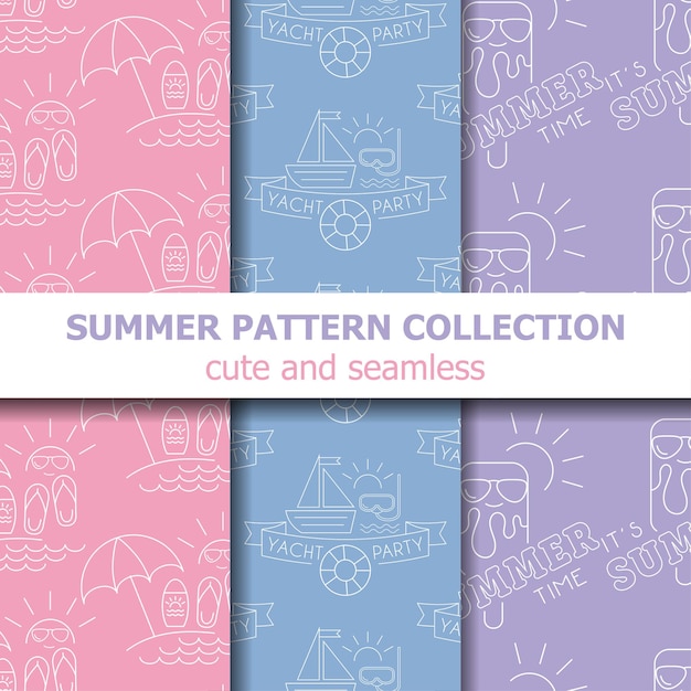 Pastel summer pattern collection . Summer banner. Summer holiday. Vector