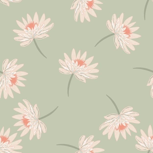 Pastel tones seamless pattern with random chrysanthemum flower print.