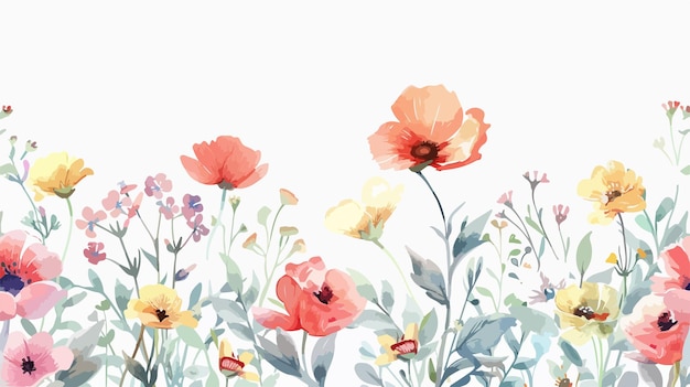 Pastel Watercolor Flowers Background for Design Bohemian Style