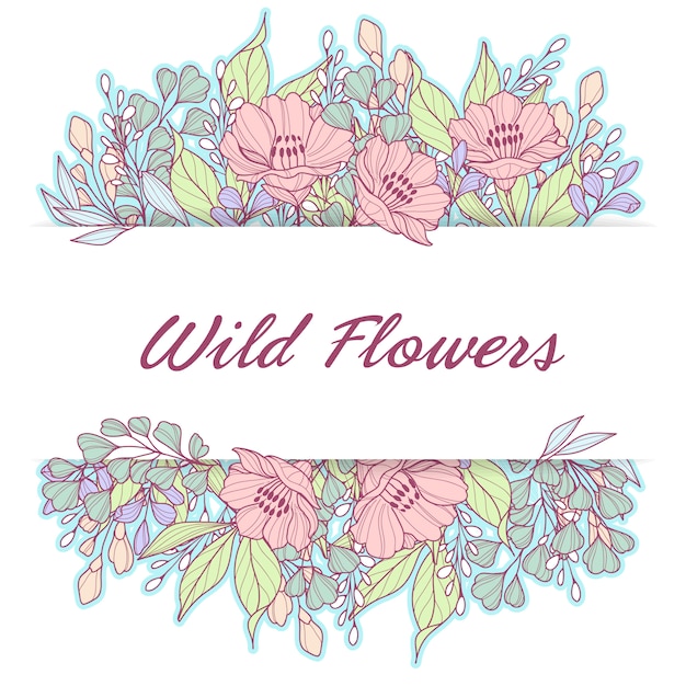 Pastel wild flowers delicate frame