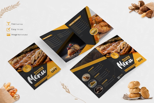 Pastries menu food restaurant template