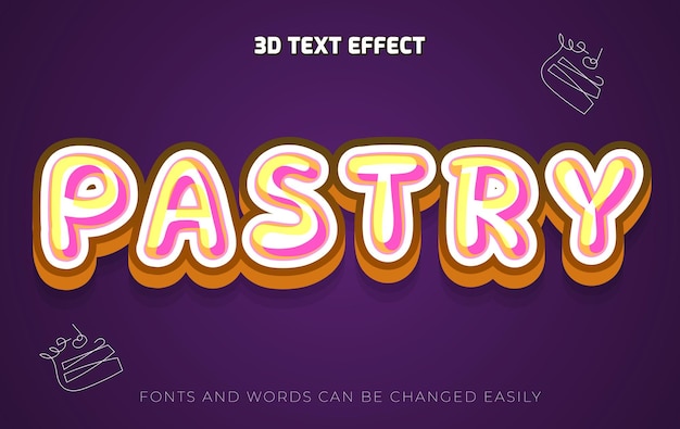 Vector pastry dessert 3d editable text effect style