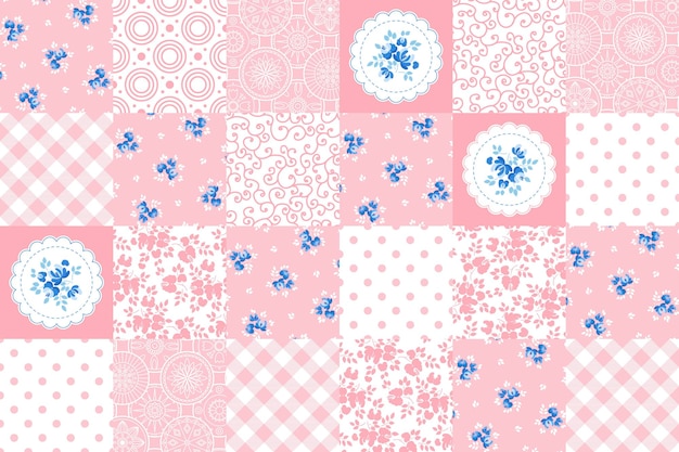 Patchwork pink seamless pattern vector illustration