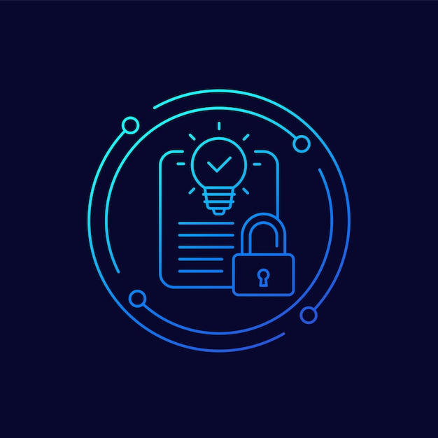 Patent protection icon line vector