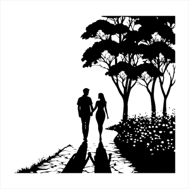 Path of Love Silhouette black color vector solide white colour background