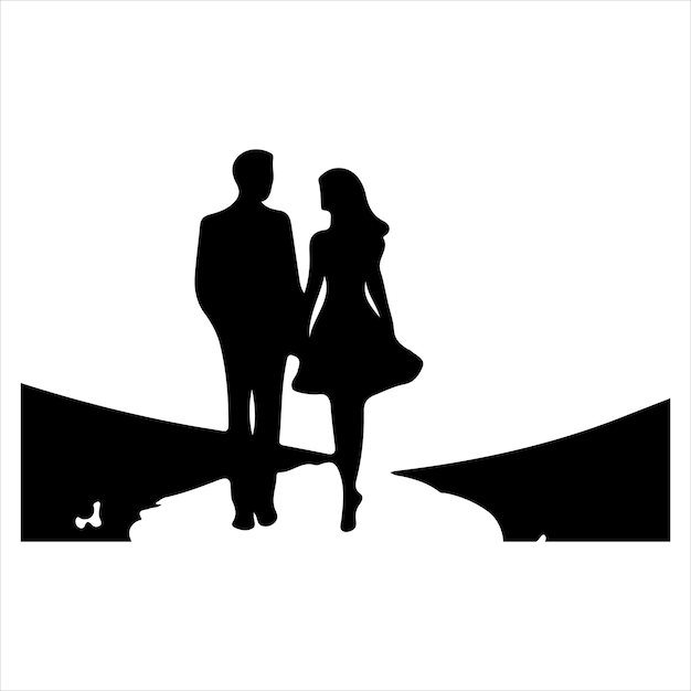 Path of Love Silhouette black color vector solide white colour background