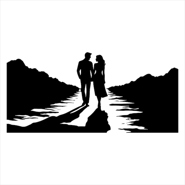 Path of Love Silhouette black color vector solide white colour background