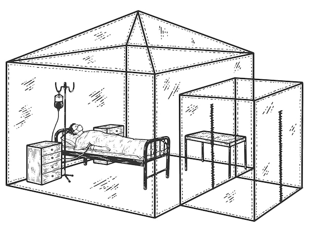 A patient with a coronavirus in a hospital under a dropper Is isolated in a medical tent from society