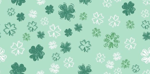 Patricks Day, flying clover, hand drawn illustrations.