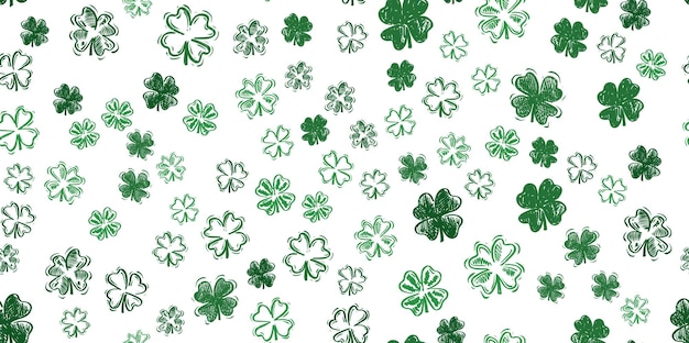 Patricks Day, flying clover, hand drawn illustrations.