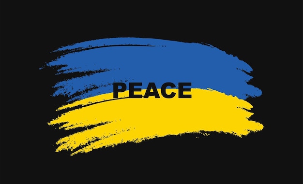 Patrioctic banner for Peace in Ukraine. Watercolor flag.