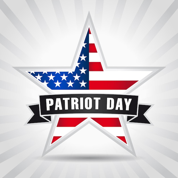 Patriot Day 09.11 creative icon. US flag star and ribbon, award concept. Isolated design template.