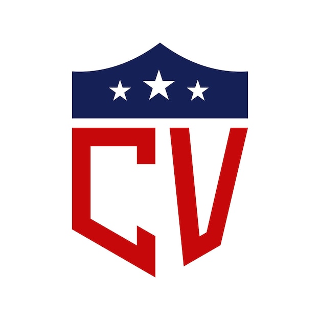 Patriotic CV Logo Design Letter CV Patriotic American Logo Design for Political Campaign and any USA Event