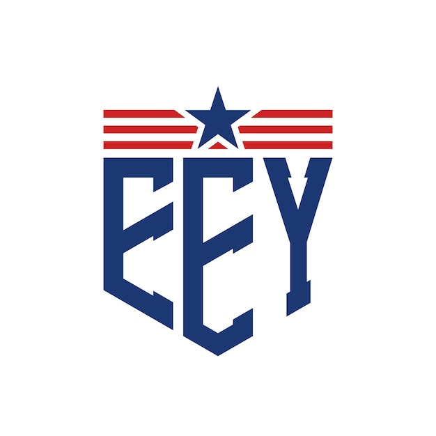 Vector patriotic eey logo with star and american flag straps letter eey logo with usa flag