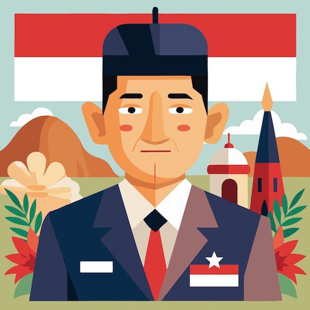 patriotic Indonesian heroes on the occasion of Indonesian independence day cartoons