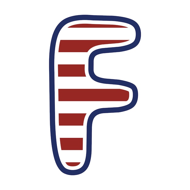 Patriotic Letter F Red Stripes USA Flag Symbol