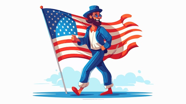 Vector patriotic man cartoon illustration with letter a