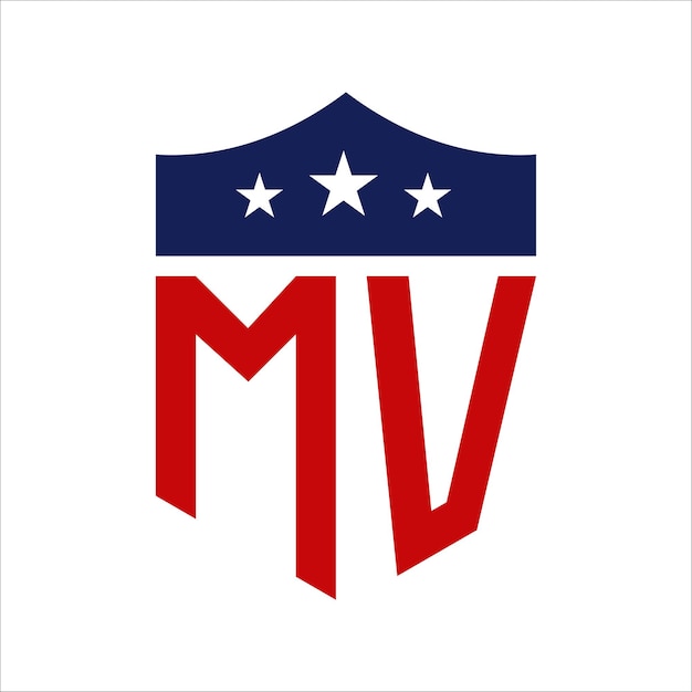 Patriotic MV Logo Design Letter MV Patriotic American Logo Design for Political Campaign and any USA Event