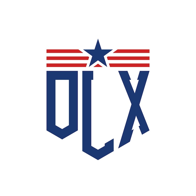 Vector patriotic olx logo with star and american flag straps letter olx logo with usa flag