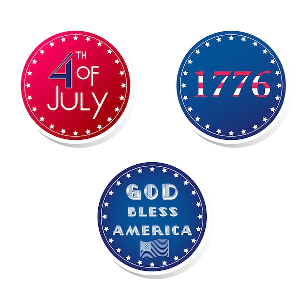 Patriotic set of stickers 4th of july USA United states badge Independence day