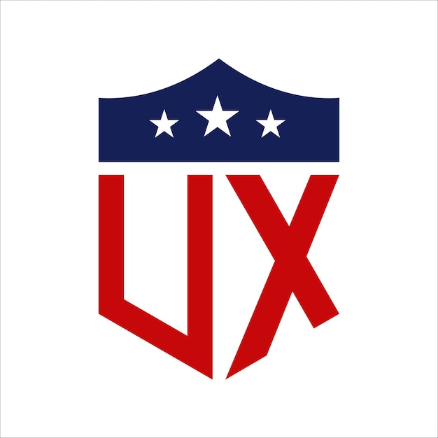 Vector patriotic ux logo design letter ux patriotic american logo design for political campaign and any usa event