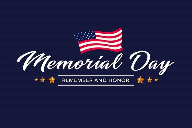 Patriotic vector illustration with lettering Memorial Day and American Flag