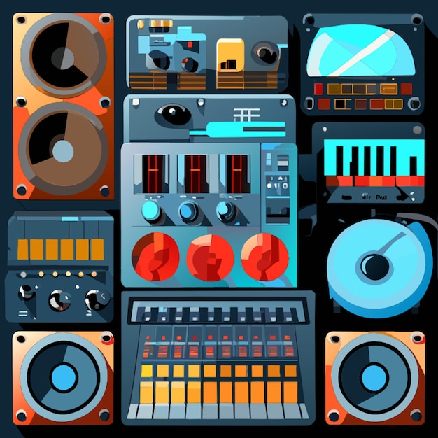 a patter of music plugins vst instruments vector illustration