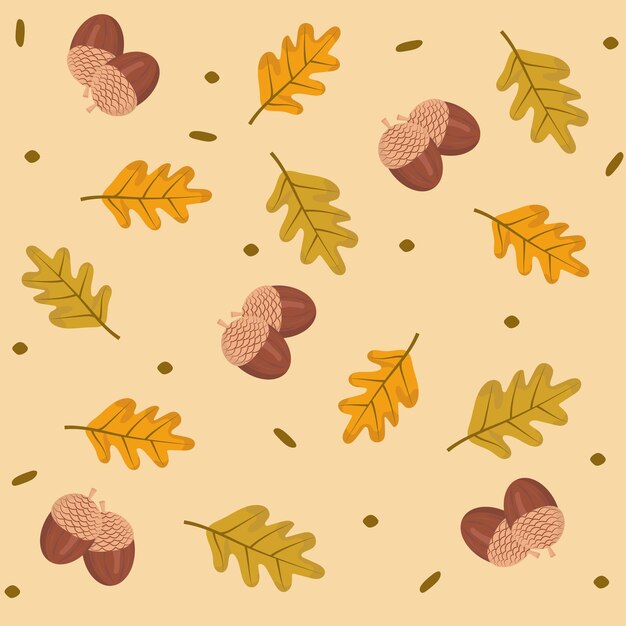 Vector pattern acorns oak leaves