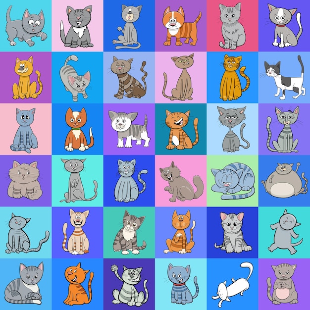 Pattern or background design with cartoon cat characters