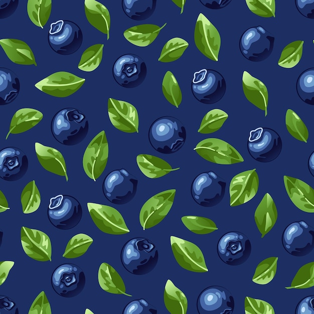 A pattern of blueberries on a dark background