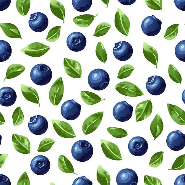 Pattern of blueberries on a white background