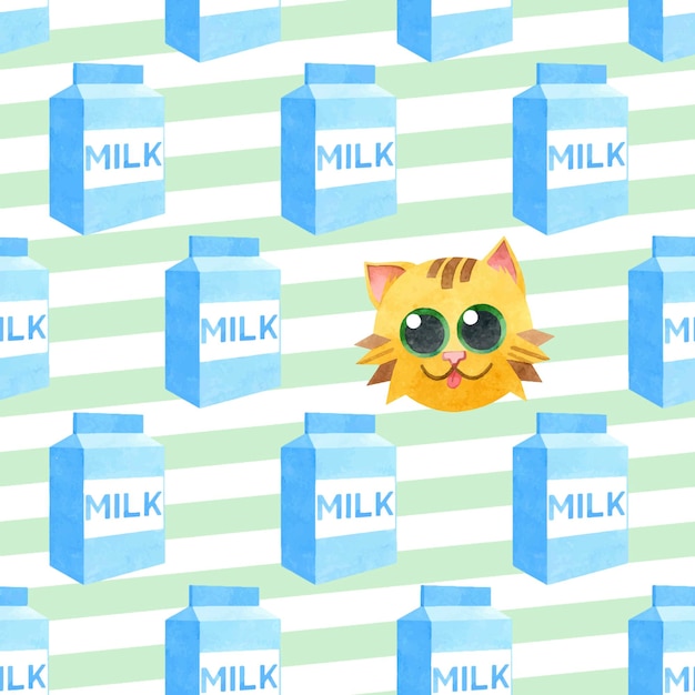 Pattern of cat and milk