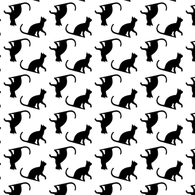 pattern of cats for printing in the form of silhouettes