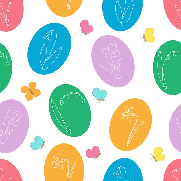 Pattern colored easter eggs with butterflies