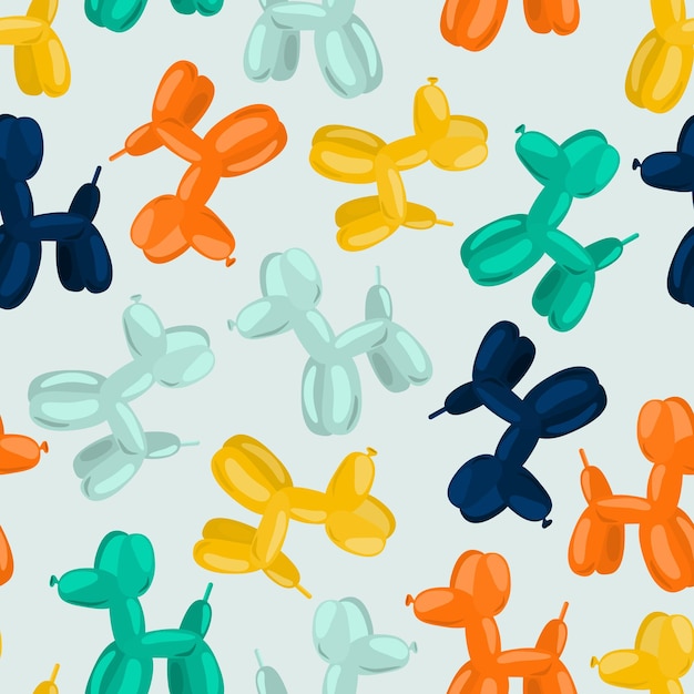 Pattern of colorful balloons in form of dog vector illustration