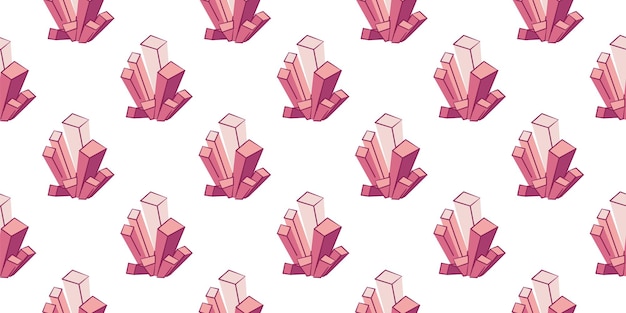 Vector pattern crystals seamless print gems diamonds jewels group of pink stalagmites game attributes