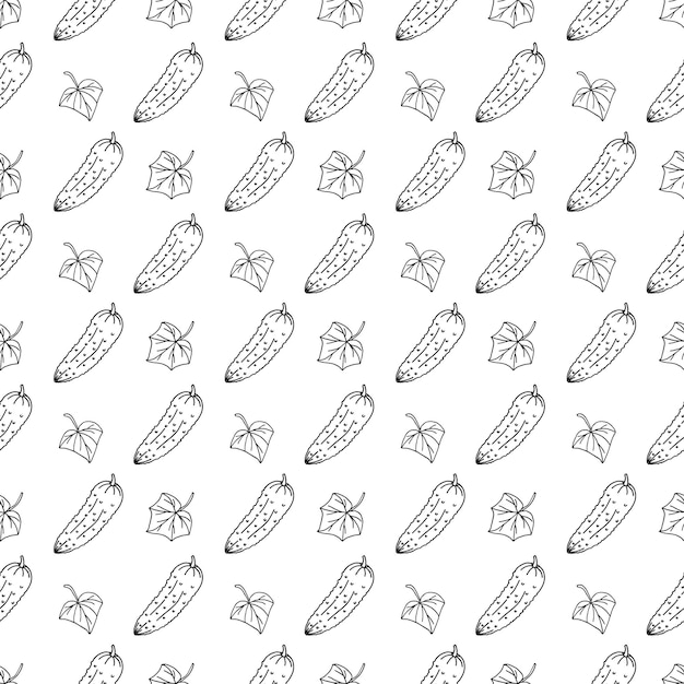 Pattern cucumber in doodle style