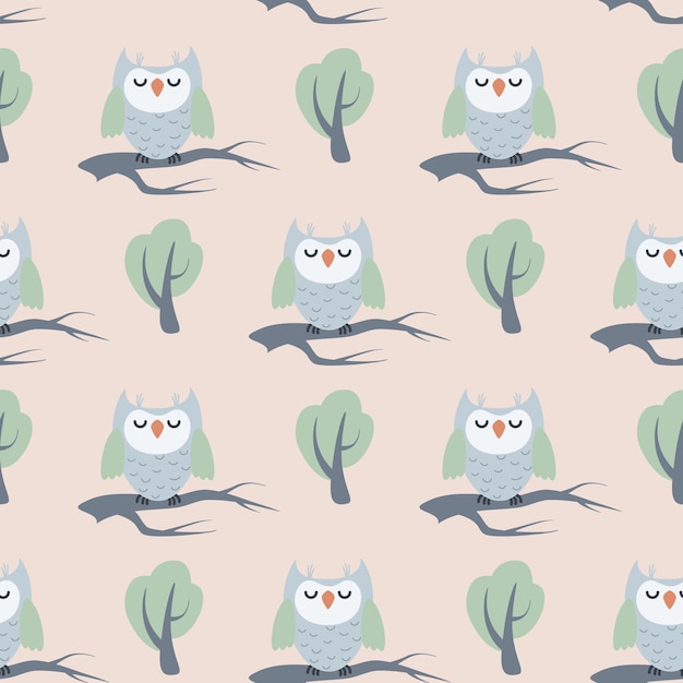 pattern design with cartoon owl