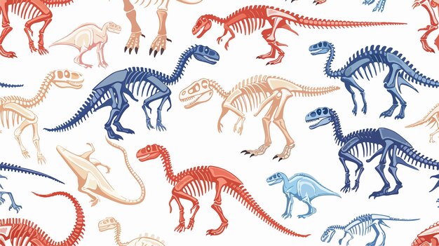 Vector a pattern of dinosaurs with different colors and shapes